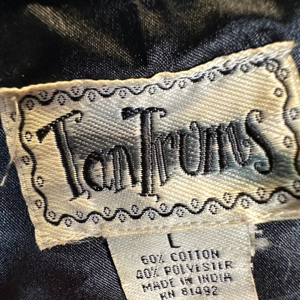 TanTrums Vintage Black Velvet Floral Embroidered Vest Red Rose Large - Picture 7 of 9